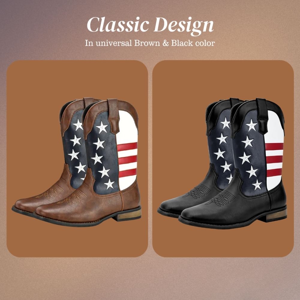 Andrew | Personalized American Flag Western Cowboy Boots