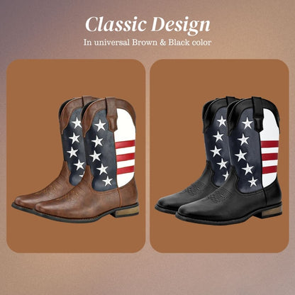 Andrew | Personalized American Flag Western Cowboy Boots