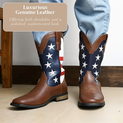 Andrew | Personalized American Flag Western Cowboy Boots