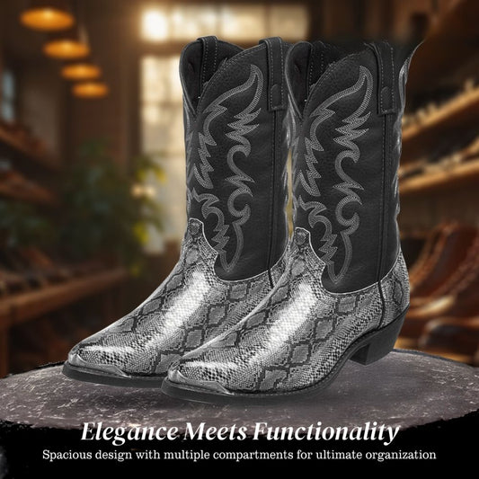 Frank | Embroidered Snakeskin Style Western Boots
